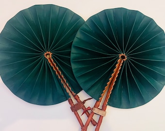Handmade Emerald Green Foldable Fan | Ghana, Bridesmaid Accessory