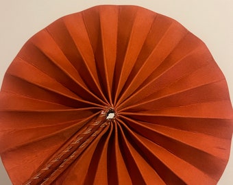 Rusty Orange Fan | Leather Handheld Fan
