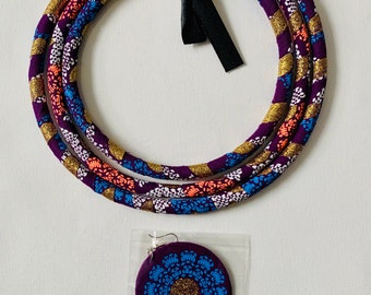 SALE | African Print Choker Necklace and Earring Set