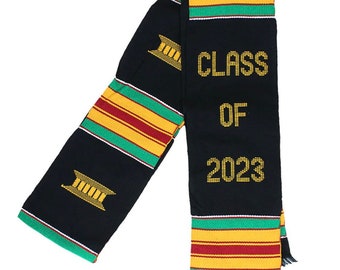 Graduation Shawl / Class of 2023 Authentic Kente Stole  | E Collections / Graduation Stole / Graduation Sash