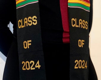 NOUVEAU Châle de graduation / Classe de 2024 Authentique Kente Stole | E Collections / Étole de remise des diplômes / Ceinture de remise des diplômes