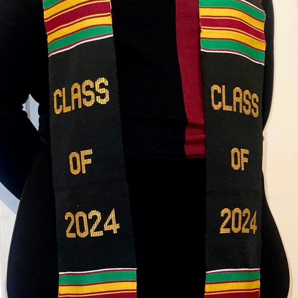 NEW Graduation Shawl / Class of 2024 Authentic Kente Stole  | E Collections / Graduation Stole / Graduation Sash