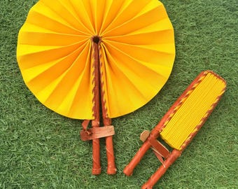 Plain Yellow Fan | Handmade Folding Fan (P7)