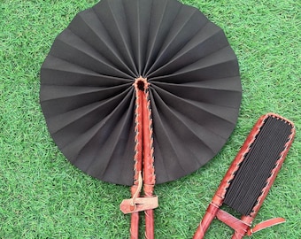 Chocolate Brown  Folding Fan: Ankara Print, Handmade in Ghana