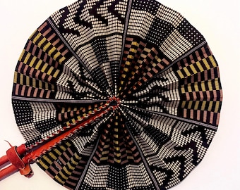 Brown and Yellow Print | Handmade Fan