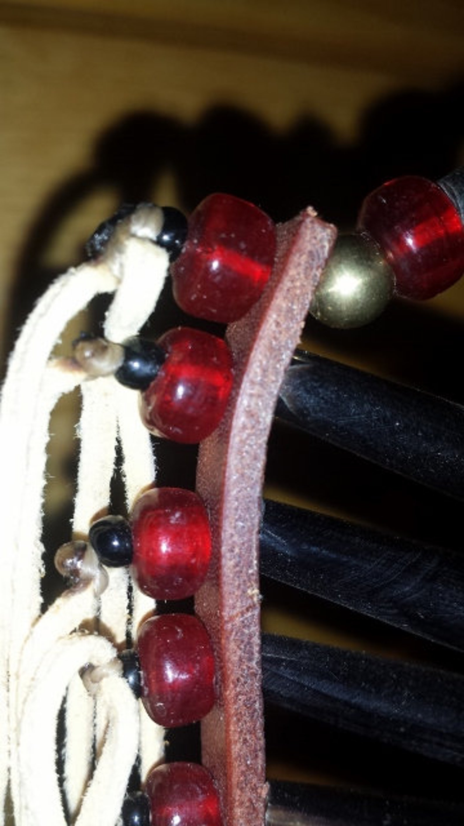 Bison Horn Breastplate With Blood Red Glass Beads Etsy