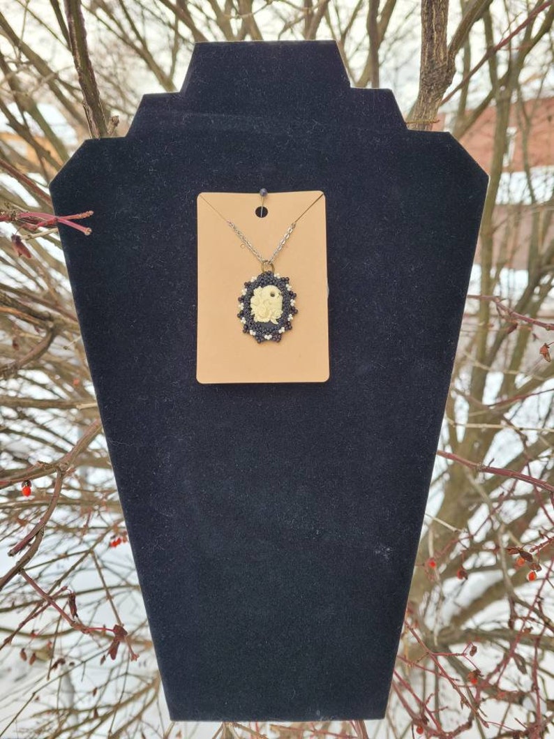 Skull Cameo Beaded Pendant