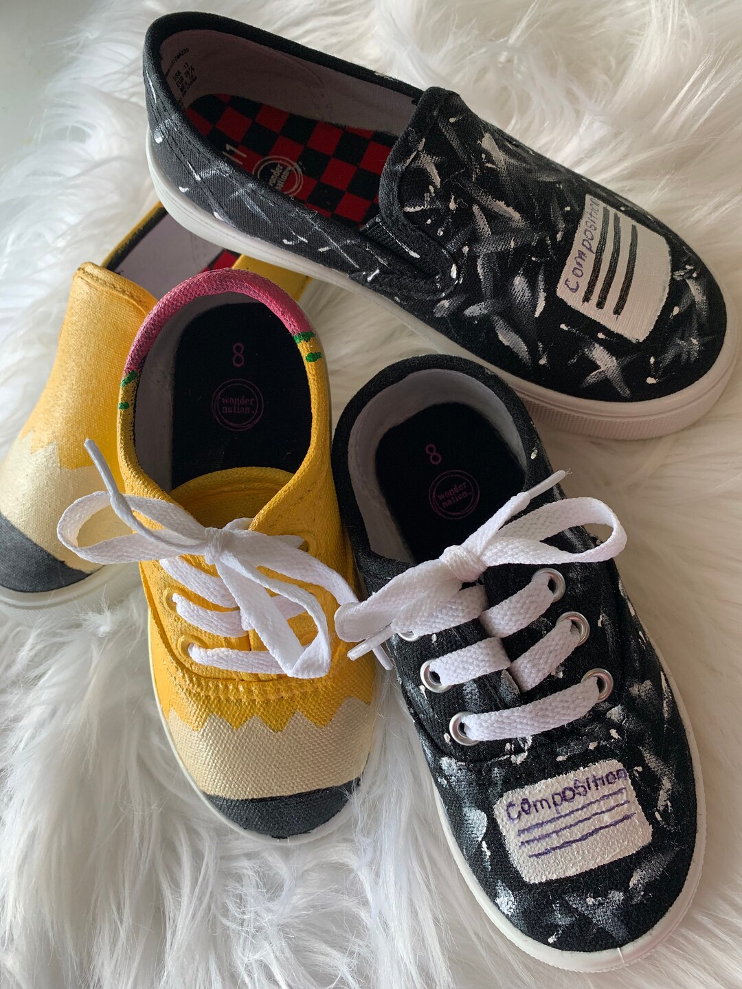 Hand Painted Pencil and Composition Book Shoes, or Crayons Etsy