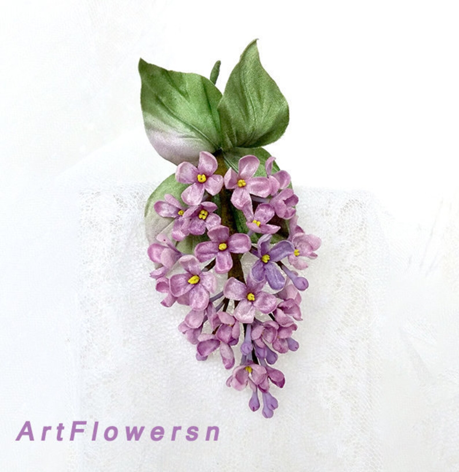 Silk lilac flower brooch purple flower pin Etsy