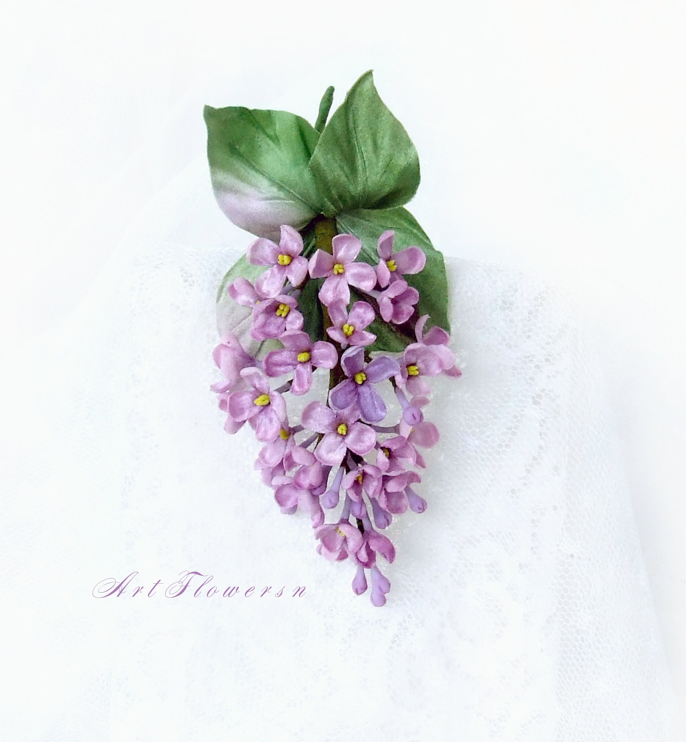 Silk lilac flower brooch purple flower pin Etsy