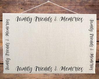 Family Photo Display Board - The perfect way to display photos, and memories with this custom burlap covered cork board