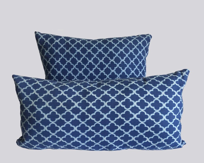 Blue and White Design Pillow Cover 16x16 and 12x20 End of the image 0