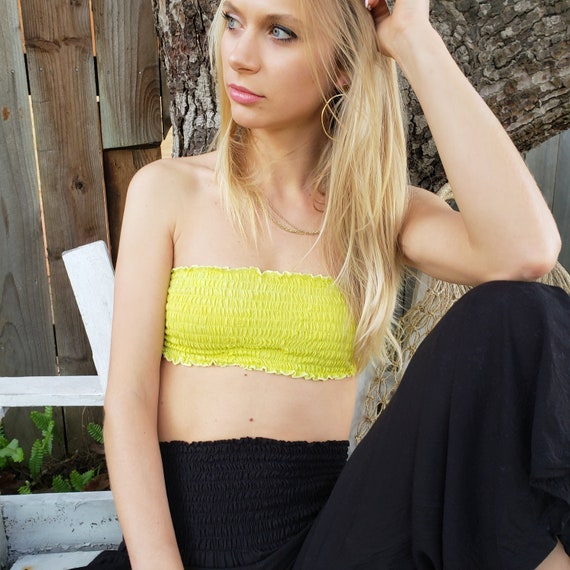 smocked bandeau tube top