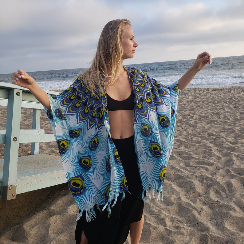 Fringe Kimono Boho Kimono Bikini Cover Up Kimono Boho Poncho Summer Kimono Printed Kimono Beach Cover Up Cover Up Swimsuit Cover Up