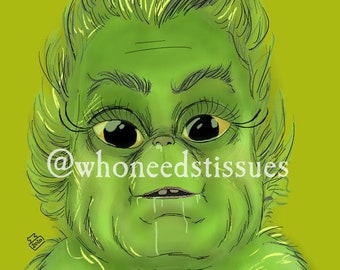 How The Grinch Stole Christmas Art Print Baby Grinch Dr Etsy
