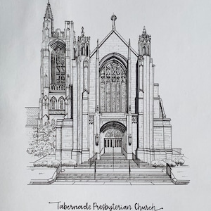 Custom Pen and Ink Church Drawing (Gift for anniversary, a special day, wedding ceremony, or an anniversary gift!)