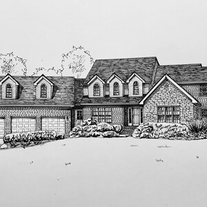 Custom Pen and Ink Home Drawing (gifts for New Homeowners, Childhood ...