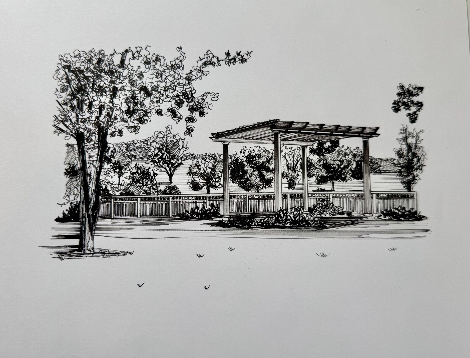 Custom Pen and Ink Landscape Drawing (gift for an Anniversary, a ...