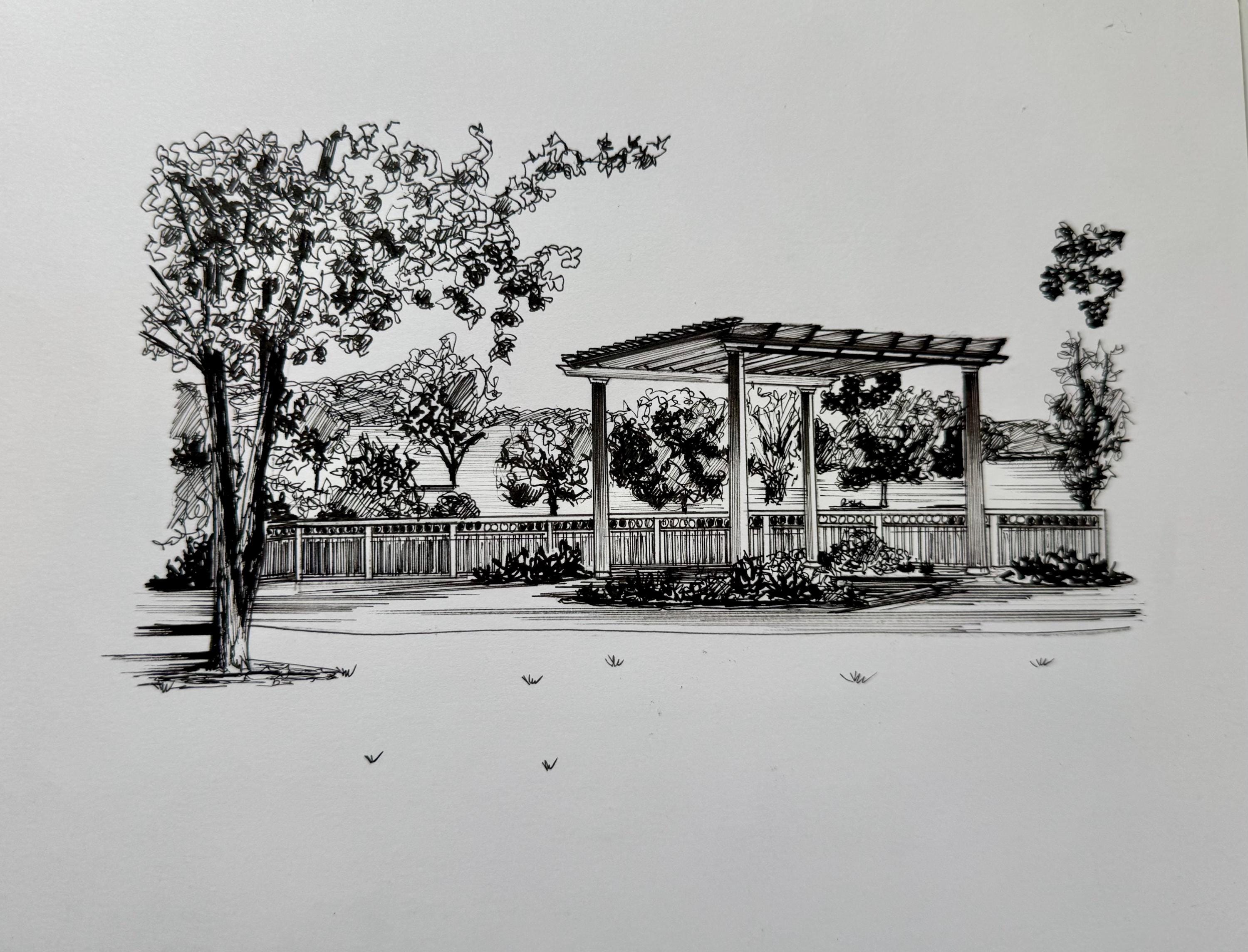 Custom Pen and Ink Landscape Drawing (gift for an Anniversary, a ...