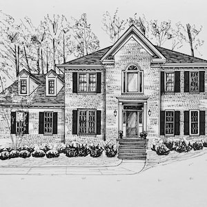 Custom Pen and Ink Home Portrait (Gifts for new homeowners, childhood homes, anniversaries, closing gift for realtors!)