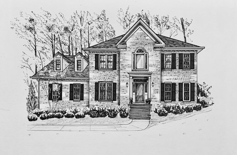 Custom Pen and Ink Home Portrait Gift for New Homeowners Etsy