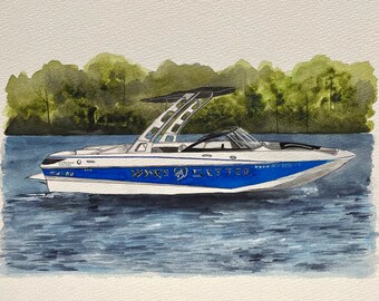 Custom Watercolor Boat Painting (Gift for boat lovers, retirement gifts, birthdays, Christmas, or anniversaries!)