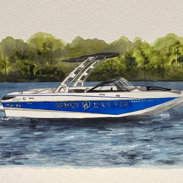 Custom Watercolor Boat Painting (Gift for boat lovers, retirement gifts, birthdays, Christmas, or anniversaries!)