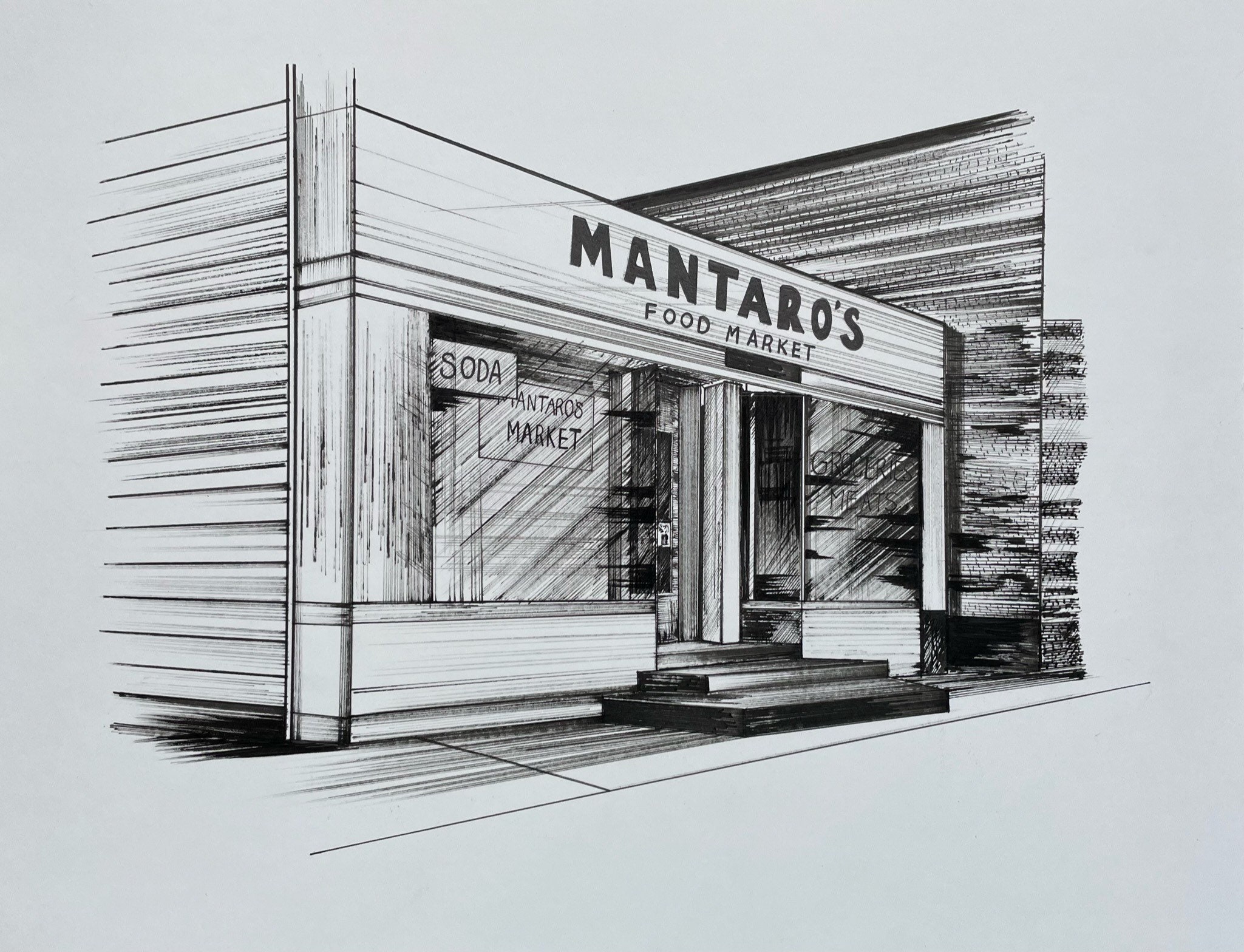 Custom Pen and Ink Building Drawing (perfect Gift for New Business ...