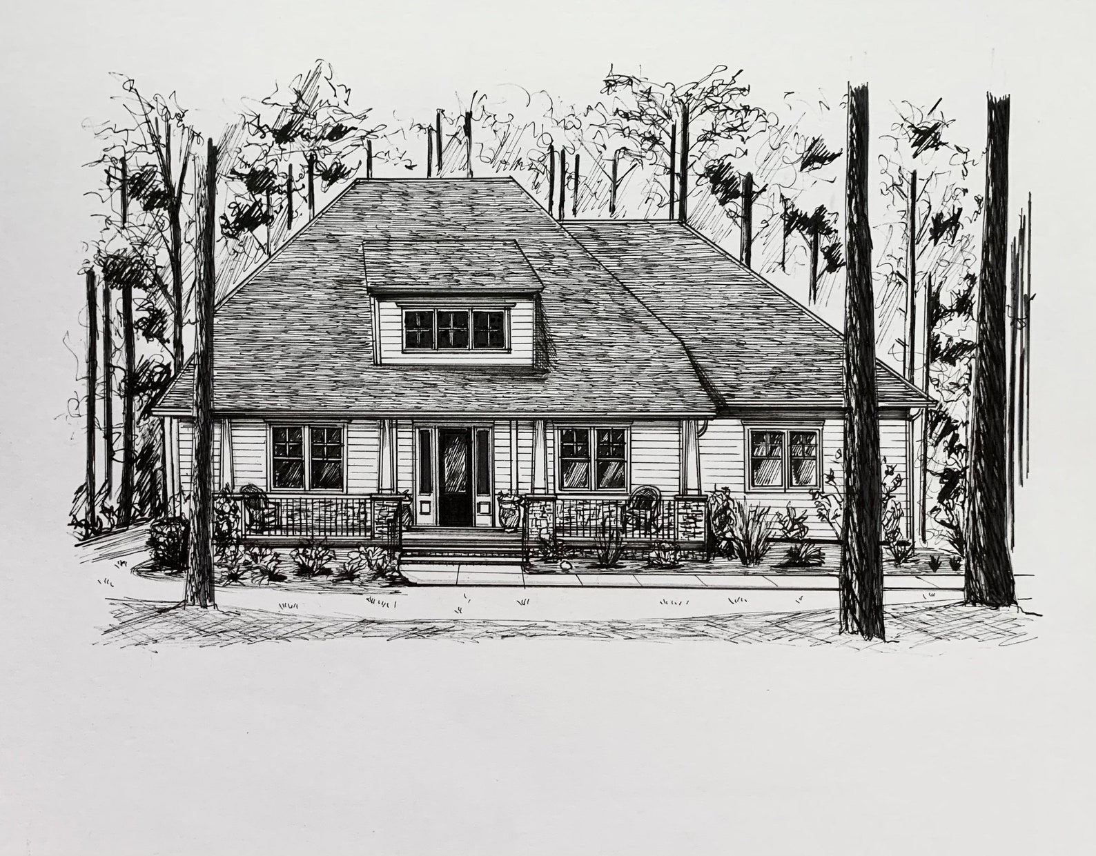 Custom Pen and Ink Home Portrait Gift for New Homeowners Etsy
