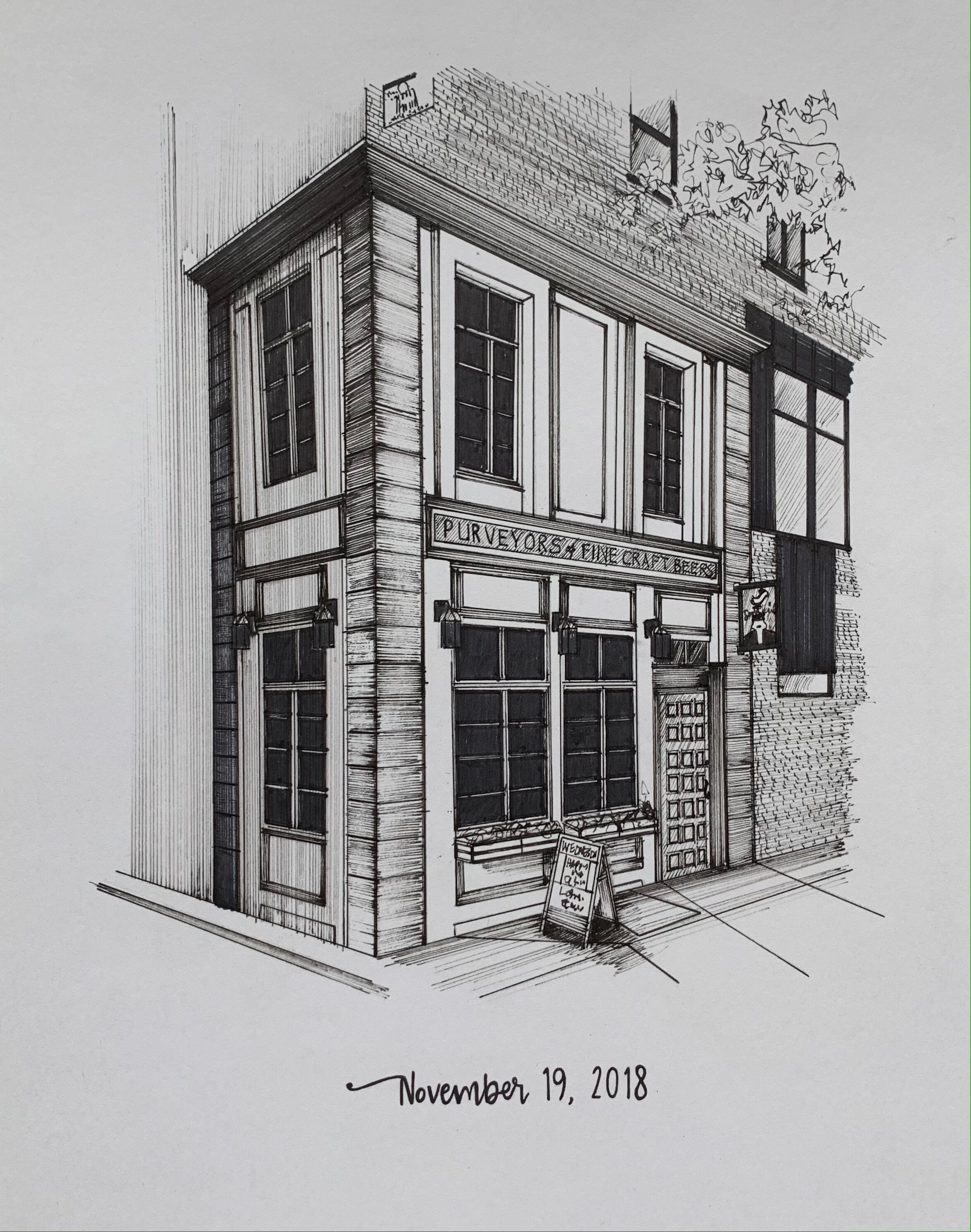 Custom pen and ink building drawing the perfect gift for new Etsy