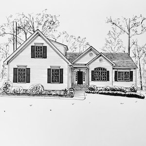 Custom Pen and Ink Home Drawing (gifts for New Homeowners, Childhood ...