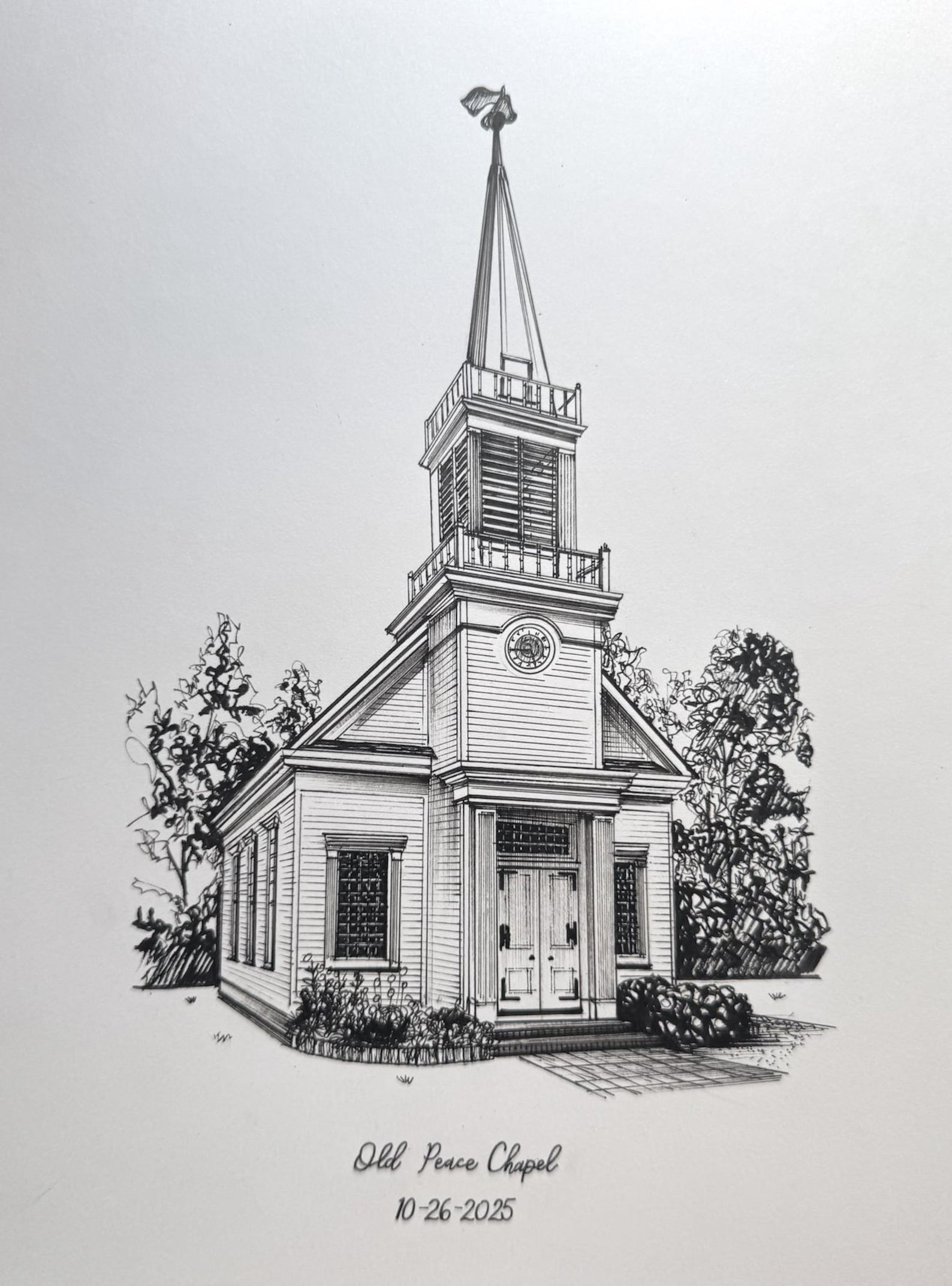Custom Pen and Ink Church Drawing (gift for Anniversary, a Special Day ...