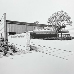 Custom Pen and Ink Building Drawing (perfect Gift for New Business ...