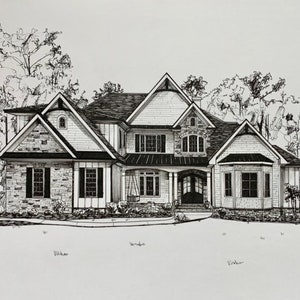 Custom Pen and Ink Home Drawing (gifts for New Homeowners, Childhood ...