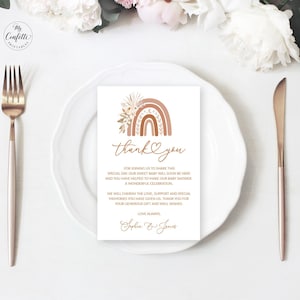 Boho Rainbow Thank You Note Card, Printable Thank You Note Cards, Editable, Baby Shower, Rainbow, Gender Neutral, MCP90, CJB