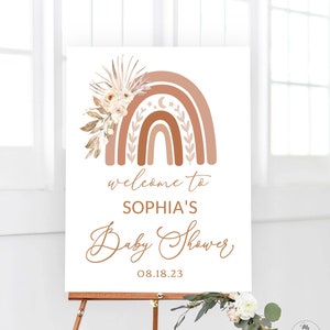 Boho Rainbow Baby Shower Welcome Sign, Editable Welcome Sign Template, Poster, Printable, Boy or Girl, Gender Neutral, MCP90, CJB