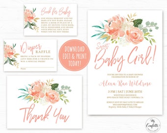 girl baby shower invitations etsy