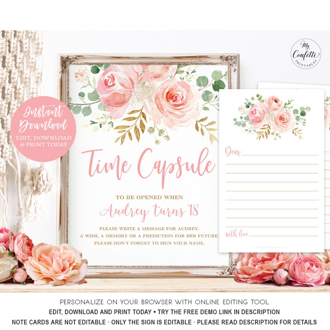 Time Capsule Sign and With Matching Printable Message Cards - Etsy