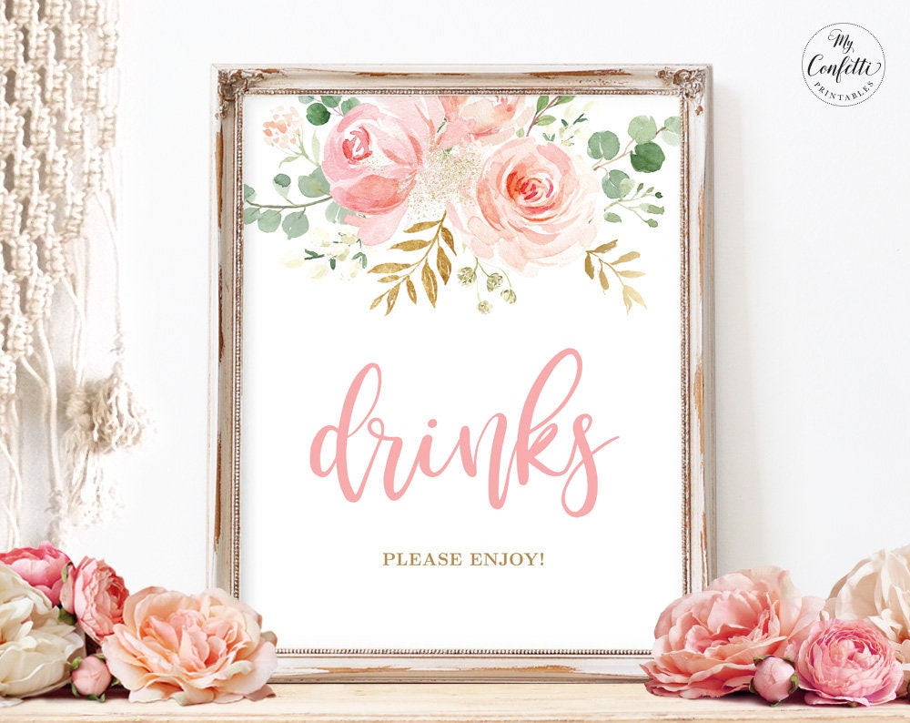 Baby Shower Drinks Sign Printable Drinks Sign Birthday Etsy