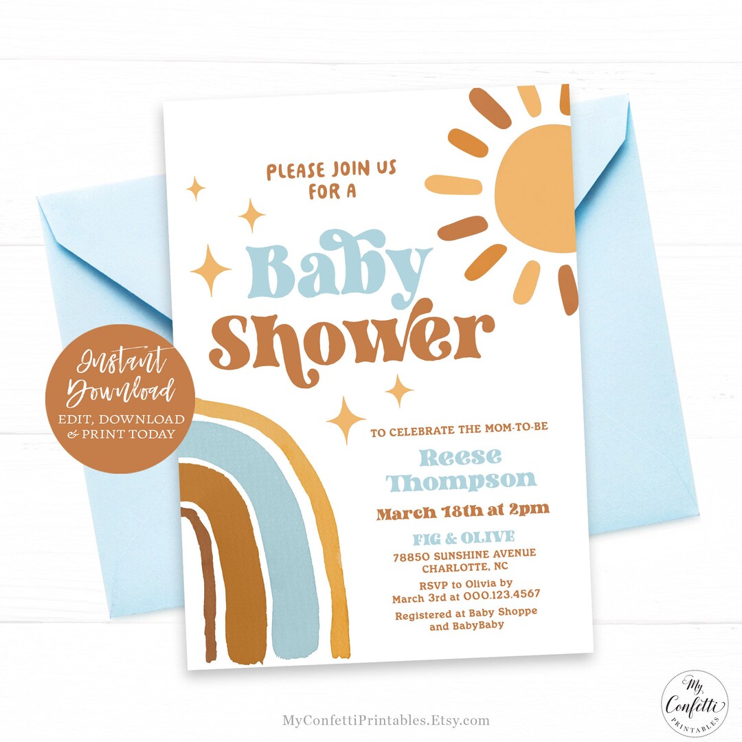 Editable Baby Shower Invitation Template, Printable, Boy Baby Shower ...