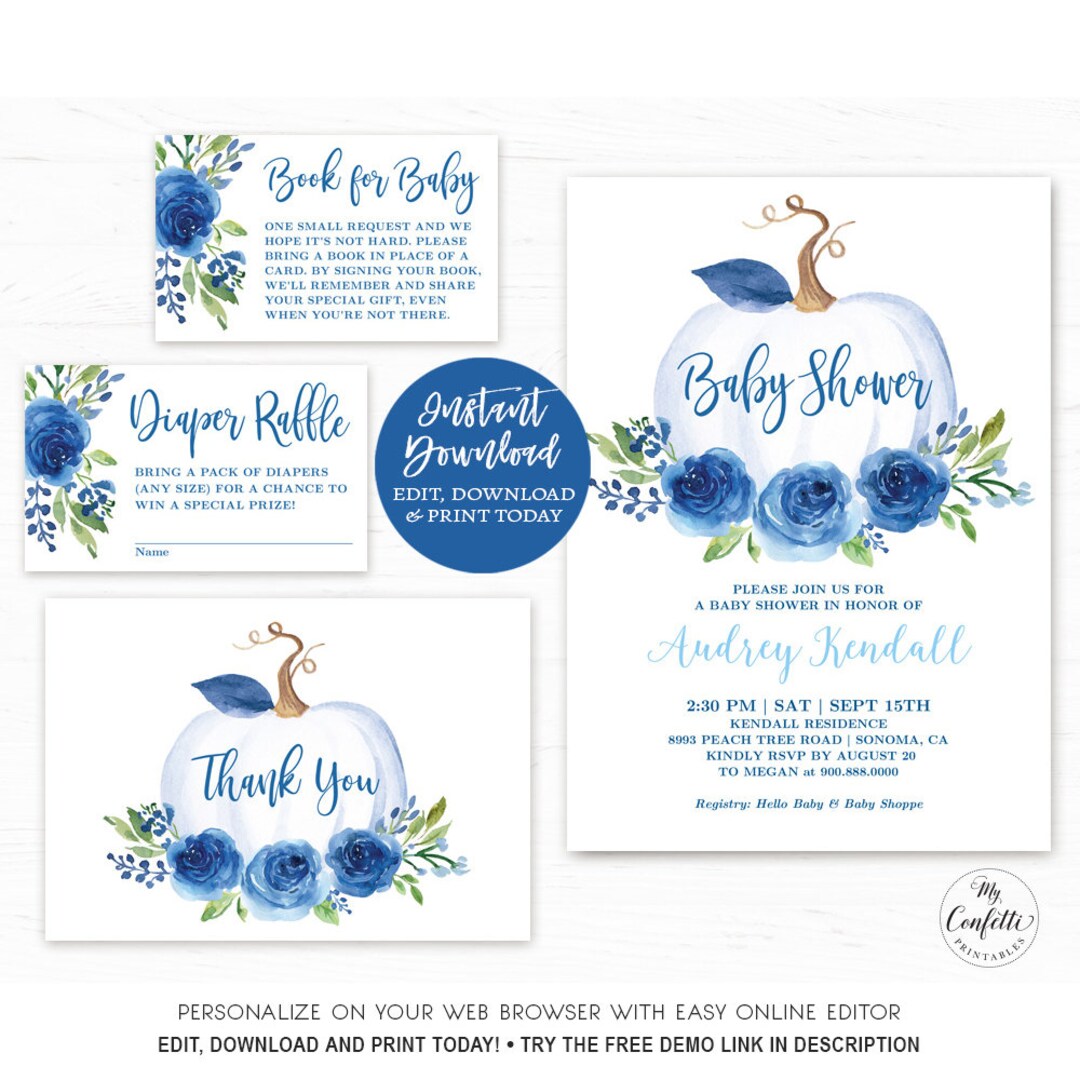 EDITABLE Pumpkin Baby Shower Invitation Template Printable - Etsy