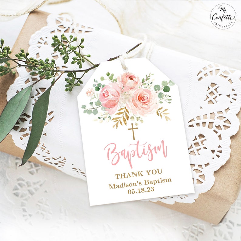 Baptism Favor Tags Printable Baptism Thank You Favor Tag | Etsy