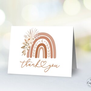 Boho Rainbow Thank You Card, Printable Thank You Cards, Baby Shower, Tent Style, Folded, Rainbow, Gender Neutral, MCP90, CJB