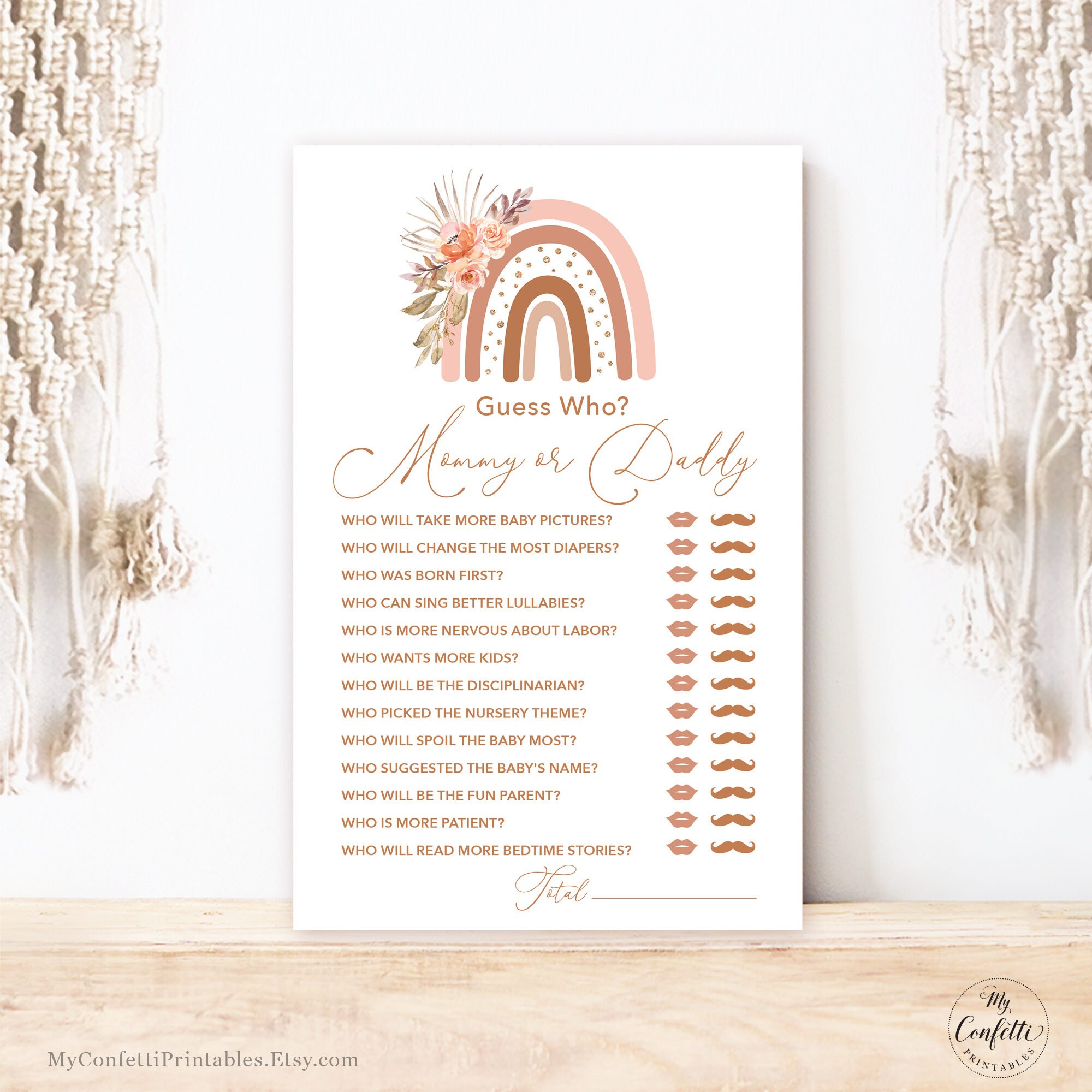 Printable Baby Shower Game Bundle, Pink Boho Rainbow, Six Games ...