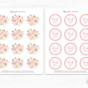 Pink Thank You Cupcake Toppers, Printable Cupcake Toppers, Baby Shower, Birthday, Blush Pink ...
