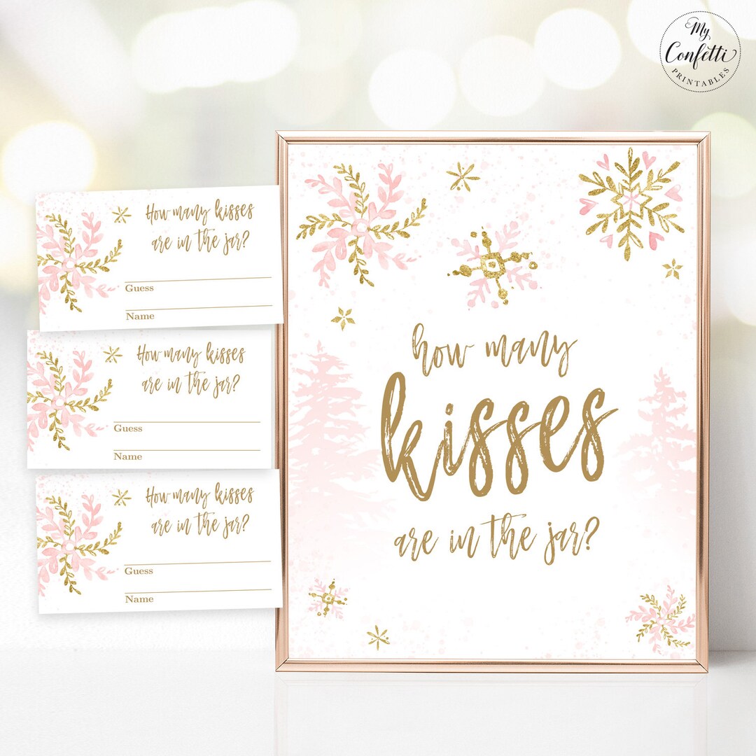 How Many Kisses Are in the Jar? Baby Shower Game Sign and Answer Cards ...