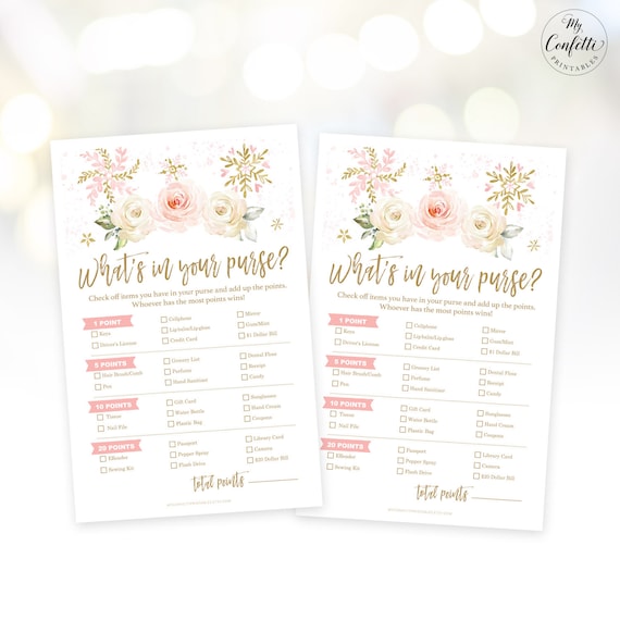 What's In Your Purse Baby Shower Game Printable Baby | Etsy