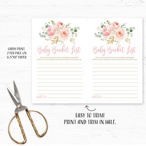 Baby Bucket List Baby Shower Game, Printable Game, Blush Pink Floral, Gold, Girl Baby Shower Party Games, MCP820 Bild 2