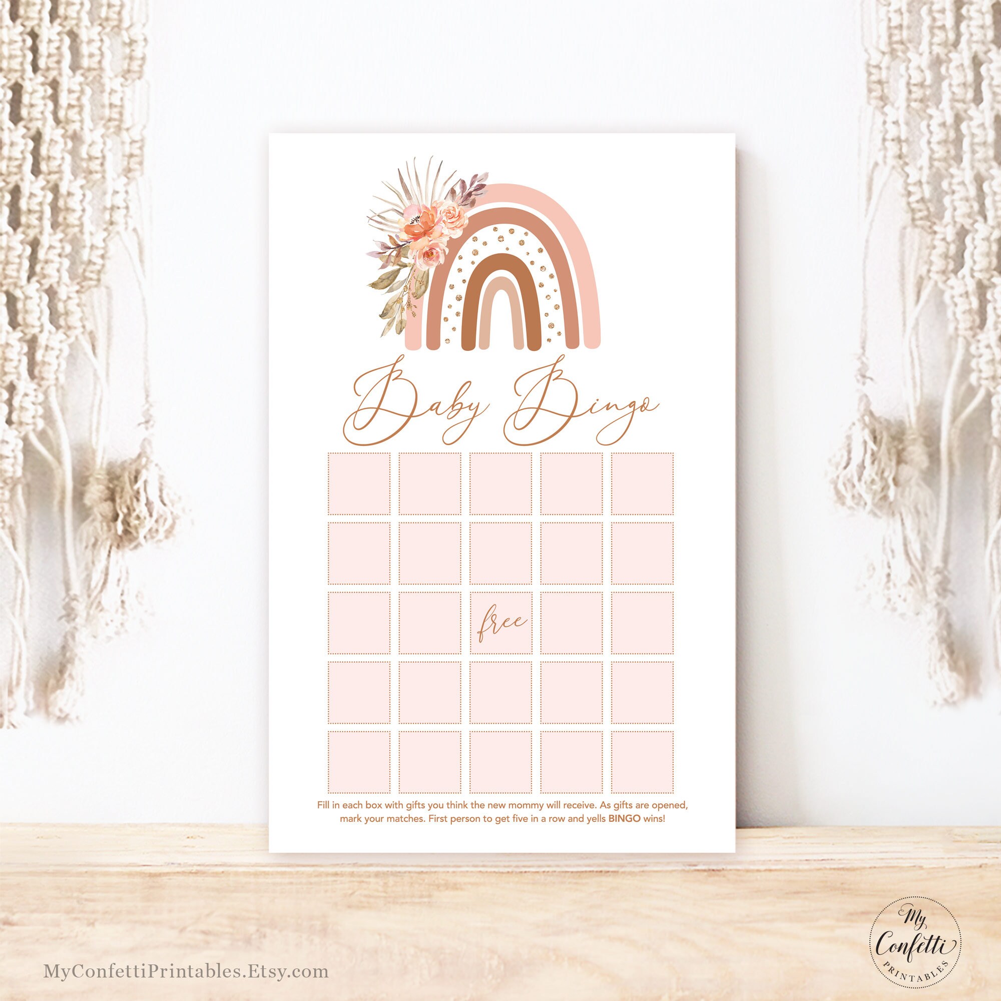 Printable Baby Shower Game Bundle, Pink Boho Rainbow, Six Games ...