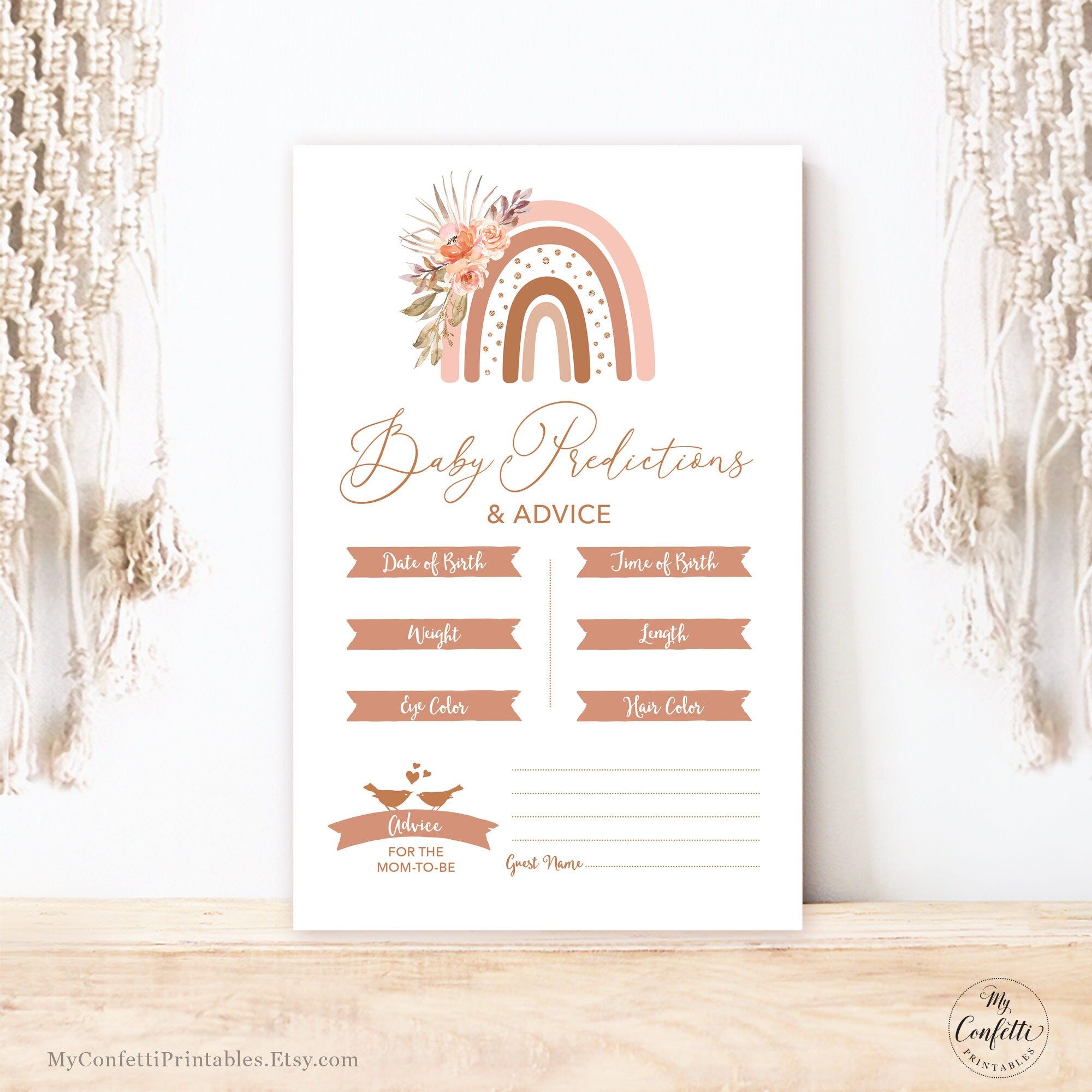 Printable Baby Shower Game Bundle, Pink Boho Rainbow, Six Games ...